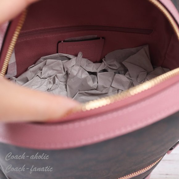 NWT Coach Kenley Backpack In Signature Canvas Brown True Pink - Picture 11 of 12